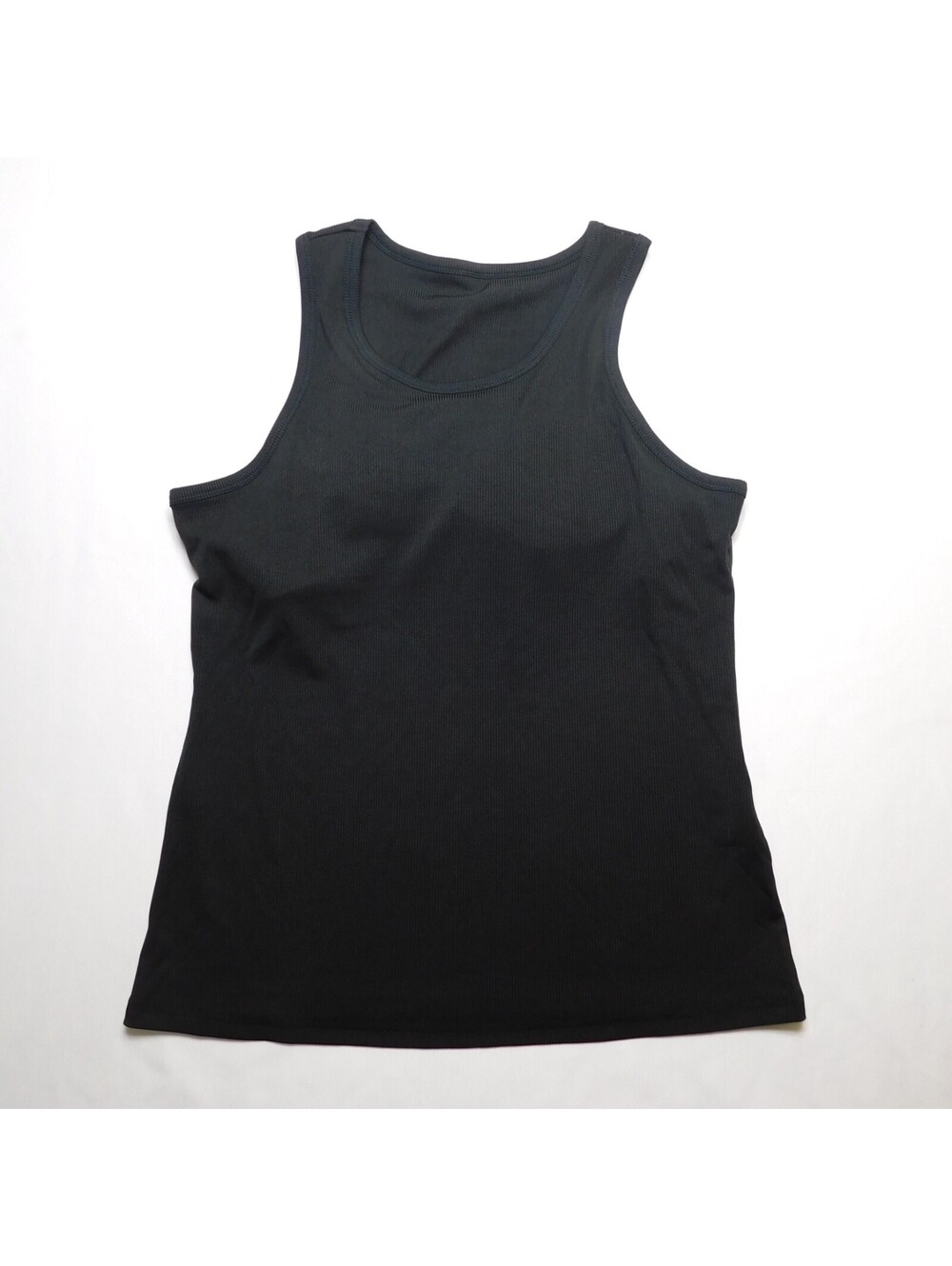 Women's XL Black Ribbed Tank Top Built In Shelf Bra Removable Pad Activewear